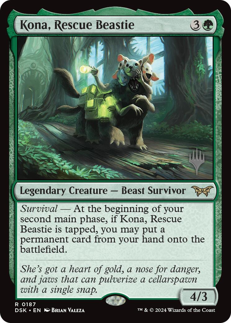 Kona, Rescue Beastie (0187) (Promo Pack) [Duskmourn: House of Horror Promos] | The CG Realm