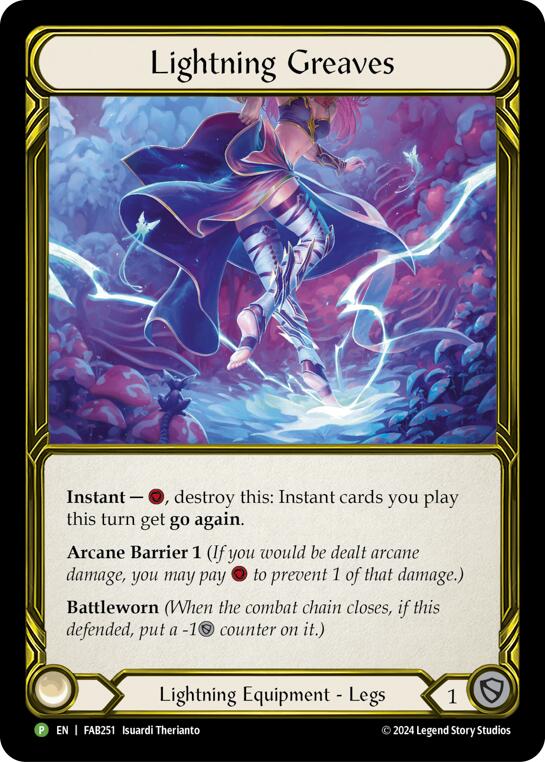 Lightning Greaves (Golden) [FAB251] (Promo)  Cold Foil | The CG Realm