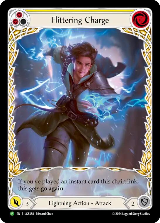 Flittering Charge (Yellow) (Extended Art) [LGS338] (Promo)  Rainbow Foil | The CG Realm