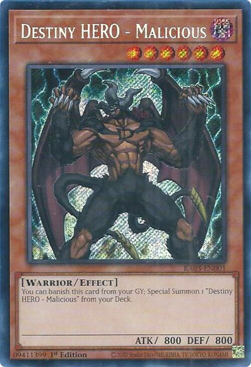 Destiny HERO - Malicious (Secret Rare) [RA03-EN001] Secret Rare | The CG Realm