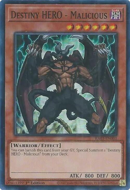 Destiny HERO - Malicious [RA03-EN001] Super Rare | The CG Realm