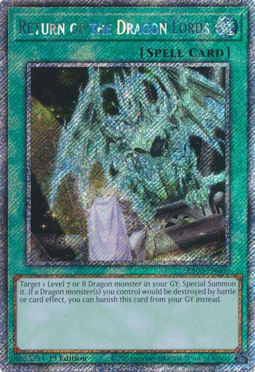 Return of the Dragon Lords (Platinum Secret Rare) [RA03-EN060] Platinum Secret Rare | The CG Realm
