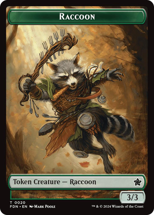 Elf Warrior // Raccoon Doubled-Sided Token (FDN-19 // 20) - Foundations
