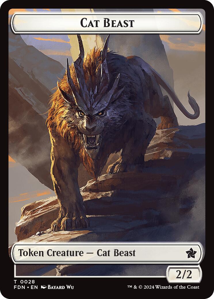 Cat Beast // Dragon (0017) Double-Sided Token (FDN-28 // 17) - Foundations
