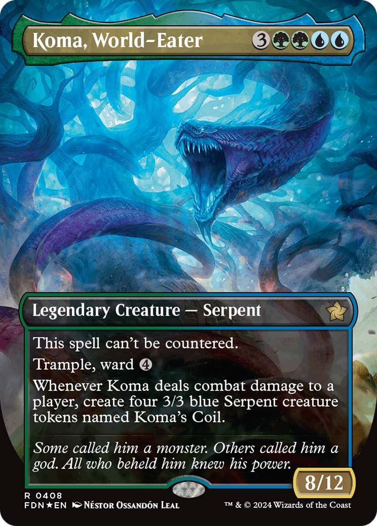 Koma, World-Eater (Borderless) (Mana Foil) [Foundations] | The CG Realm