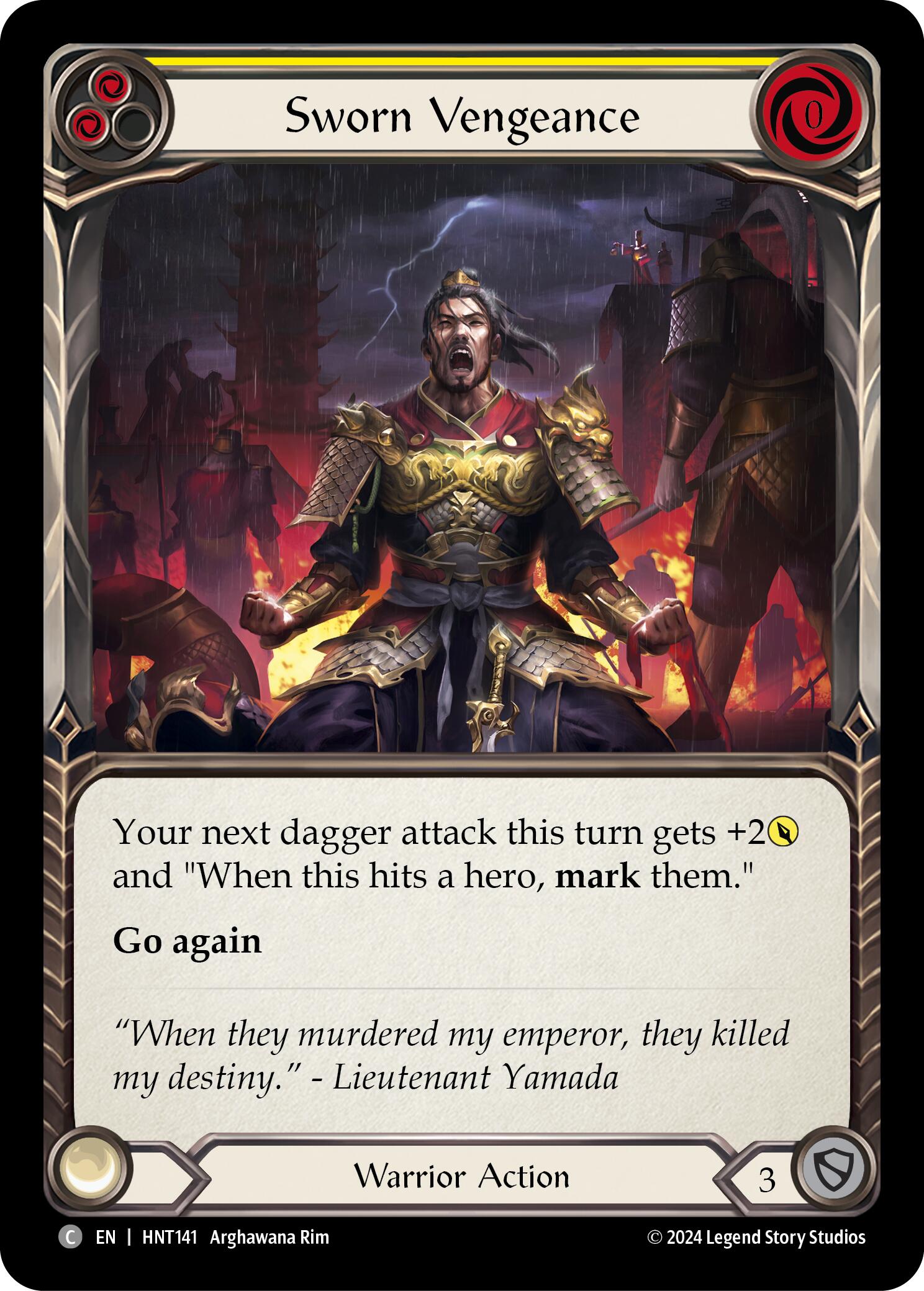Sworn Vengeance (Yellow) [HNT141] (The Hunted)  Rainbow Foil | The CG Realm