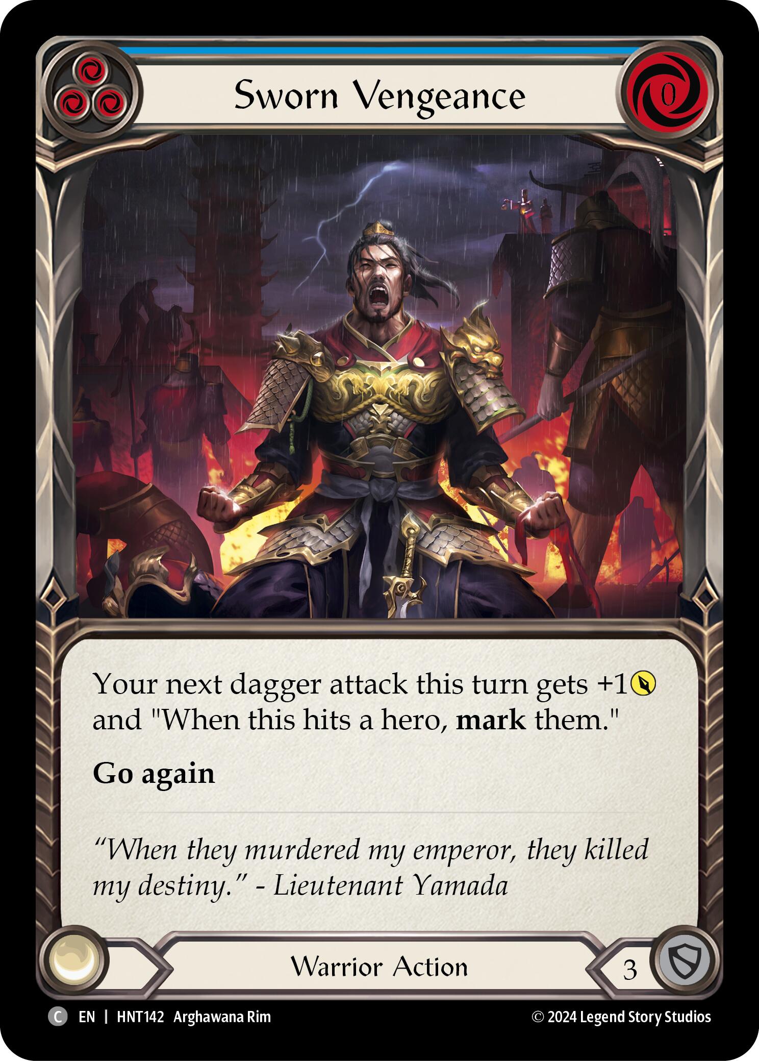 Sworn Vengeance (Blue) [HNT142] (The Hunted)  Rainbow Foil | The CG Realm