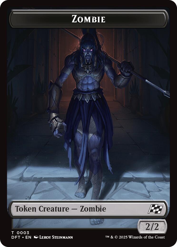 Zombie Warrior // Zombie (0003) Double-Sided Token (DRC-9 // 3) - Commander: Aetherdrift