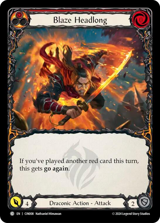 Blaze Headlong (Red) [CIN008] (The Hunted Cindra Blitz Deck) | The CG Realm
