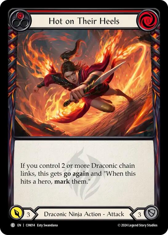 Hot on Their Heels (Red) [CIN014] (The Hunted Cindra Blitz Deck) | The CG Realm
