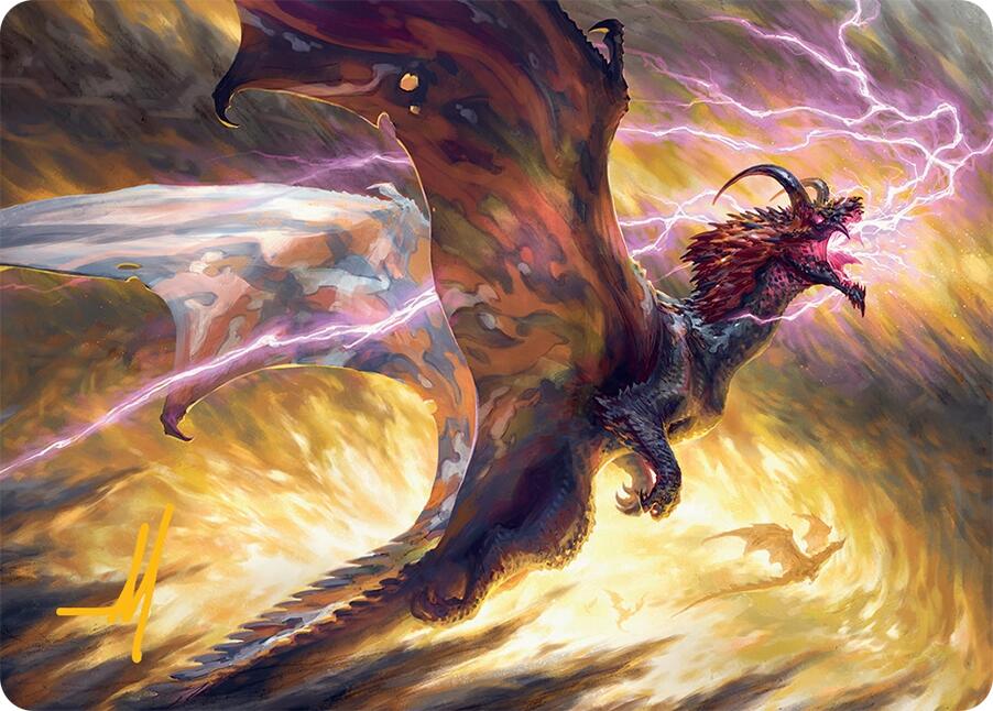 Stormscale Scion Art Card (17/54) (Gold-Stamped Signature) [Tarkir: Dragonstorm Art Series] | The CG Realm