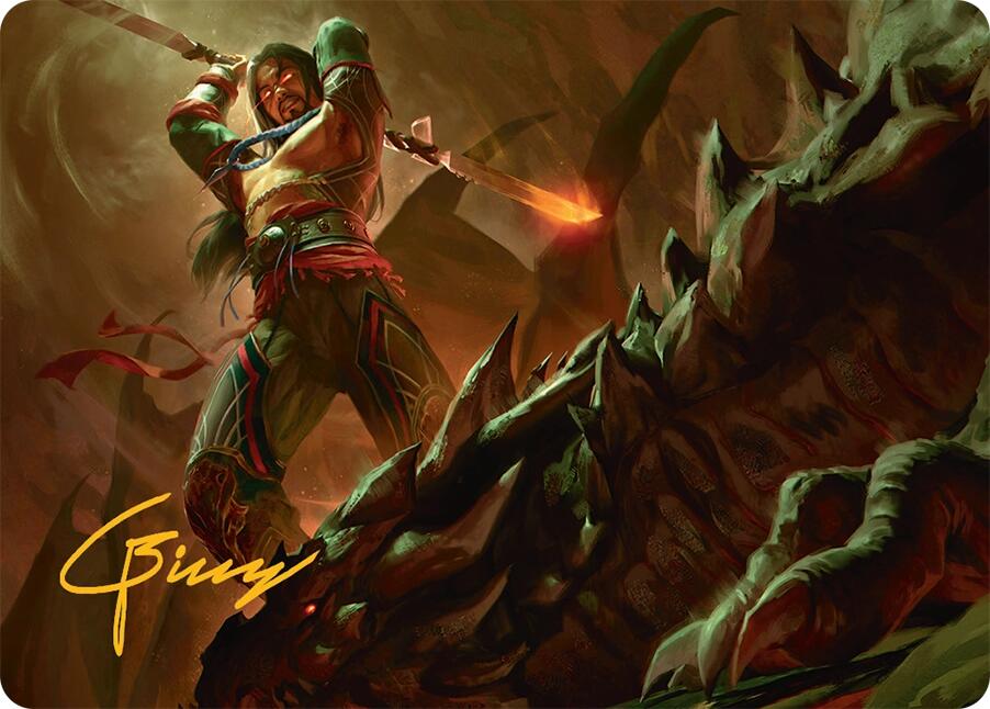 Sarkhan's Resolve Art Card (18/54) (Gold-Stamped Signature) [Tarkir: Dragonstorm Art Series] | The CG Realm