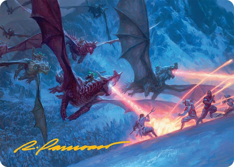 Dragonback Assault Art Card (22/54) (Gold-Stamped Signature) [Tarkir: Dragonstorm Art Series] | The CG Realm