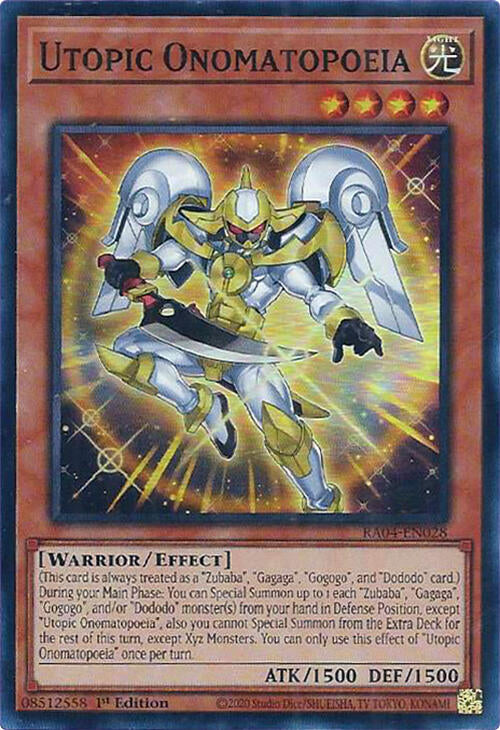 Utopic Onomatopoeia [RA04-EN028] Super Rare | The CG Realm