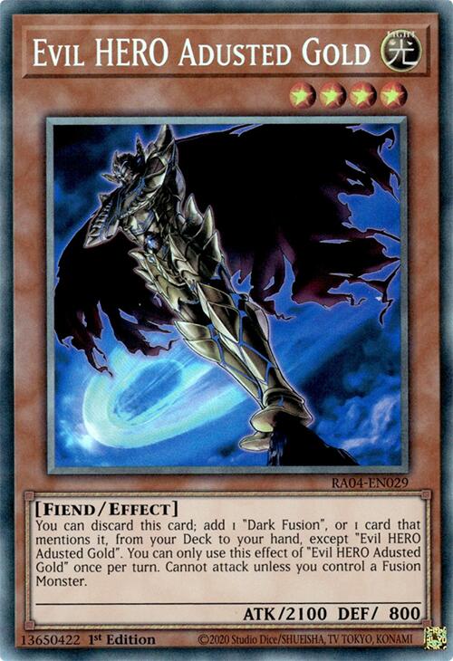 Evil HERO Adusted Gold [RA04-EN029] Prismatic Collector's Rare | The CG Realm