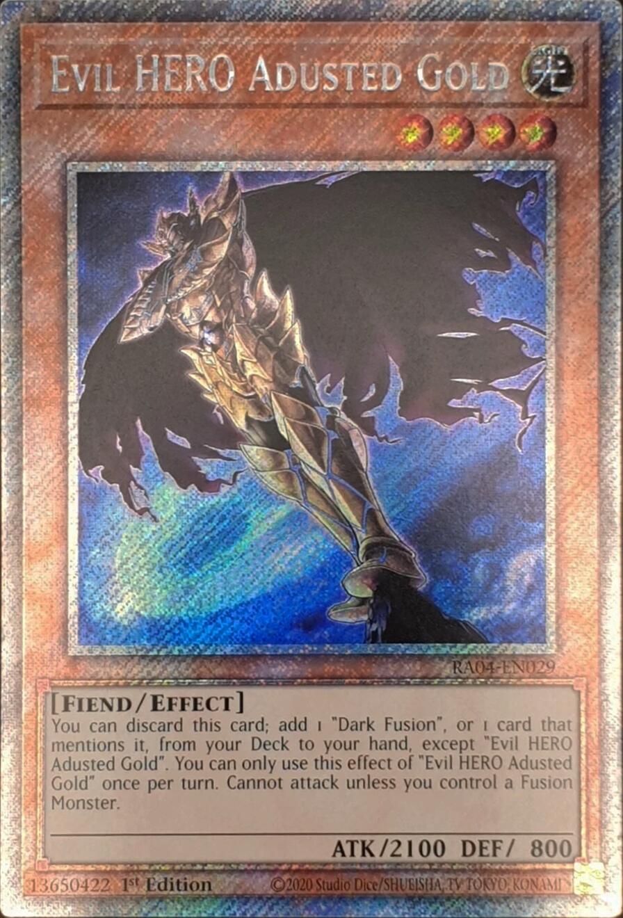 Evil HERO Adusted Gold [RA04-EN029] Platinum Secret Rare | The CG Realm