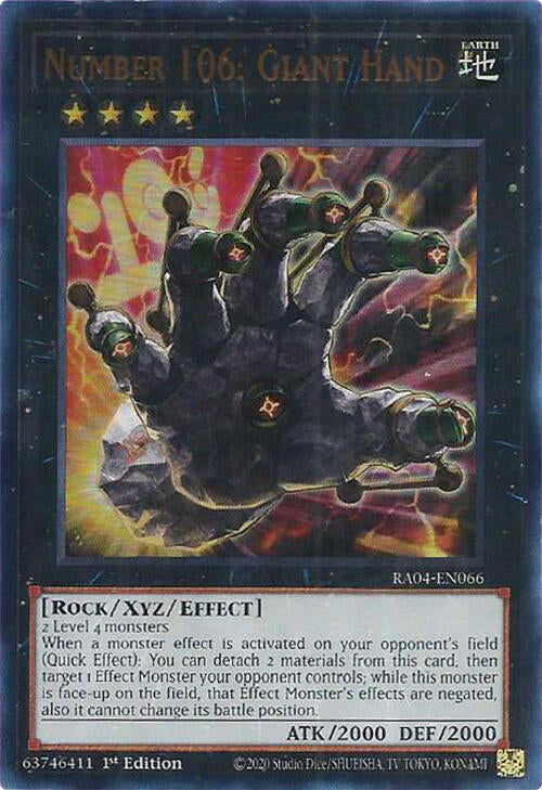 Number 106: Giant Hand [RA04-EN066] Ultra Rare | The CG Realm