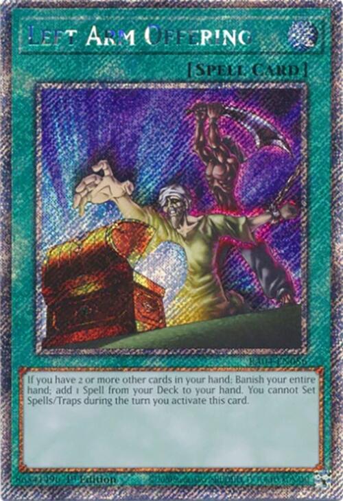 Left Arm Offering [RA04-EN086] Platinum Secret Rare | The CG Realm