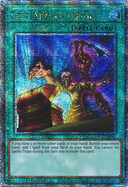 Left Arm Offering [RA04-EN086] Quarter Century Secret Rare | The CG Realm