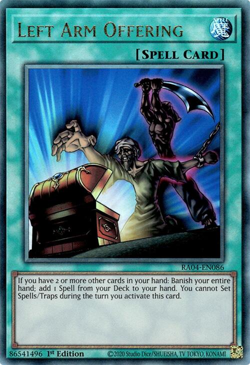 Left Arm Offering [RA04-EN086] Prismatic Ultimate Rare | The CG Realm