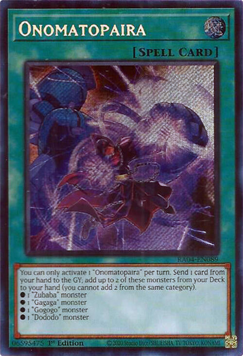 Onomatopaira [RA04-EN089] Secret Rare | The CG Realm