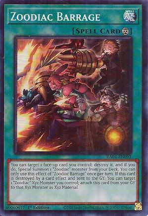 Zoodiac Barrage (RA04-EN091) - Quarter Century Stampede 1st Edition
