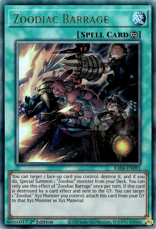 Zoodiac Barrage [RA04-EN091] Prismatic Ultimate Rare | The CG Realm