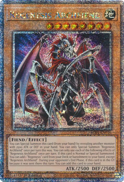 Regenesis Archfiend [ALIN-EN016] Quarter Century Secret Rare | The CG Realm