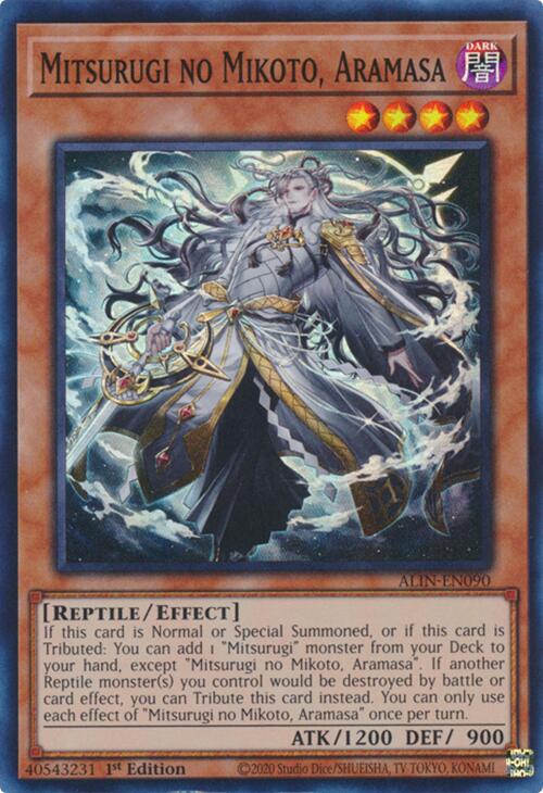 Mitsurugi no Mikoto, Aramasa [ALIN-EN090] Super Rare | The CG Realm