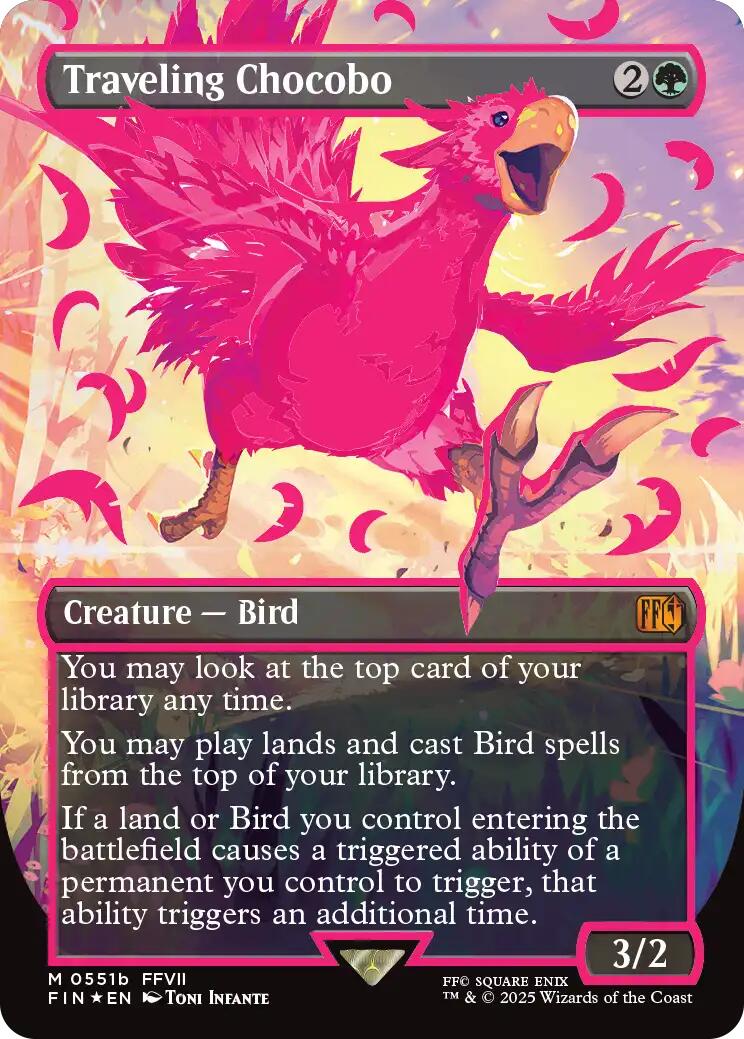 Traveling Chocobo (Borderless) (Neon Ink Pink) [FINAL FANTASY] | The CG Realm