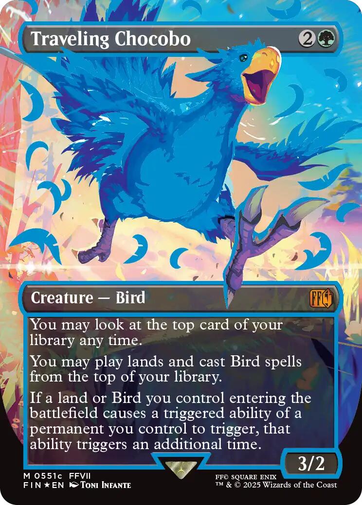 Traveling Chocobo (Borderless) (Neon Ink Blue) [FINAL FANTASY] | The CG Realm
