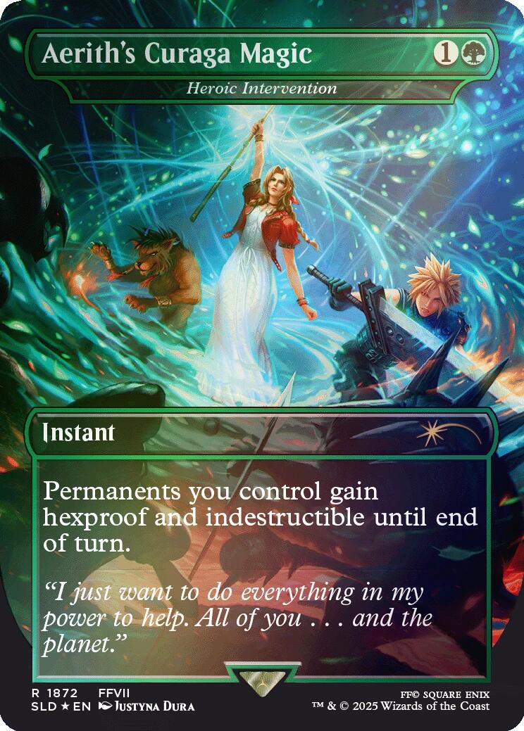 Aerith's Curaga Magic - Heroic Intervention (Rainbow Foil) [Secret Lair Drop Series] | The CG Realm