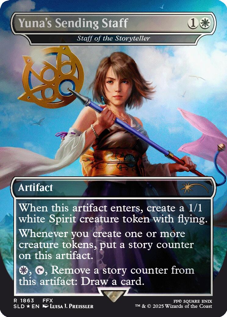 Yuna's Sending Staff - Staff of the Storyteller (Rainbow Foil) [Secret Lair Drop Series] | The CG Realm