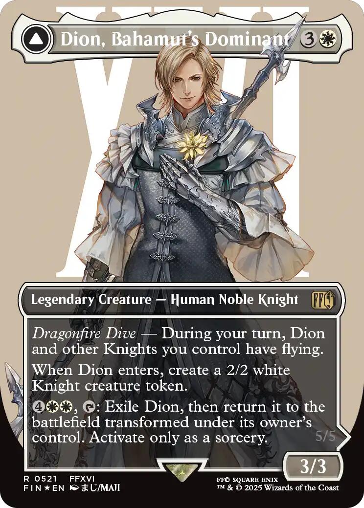 Dion, Bahamut's Dominant // Bahamut, Warden of Light (Borderless) (Surge Foil) [FINAL FANTASY] | The CG Realm