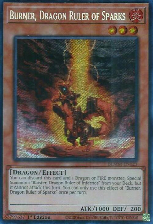 Burner, Dragon Ruler of Sparks [BLMM-EN123] Secret Rare | The CG Realm