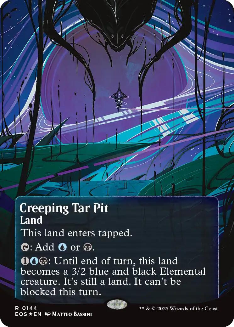 Creeping Tar Pit (0144) (Borderless) (Galaxy Foil) [Edge of Eternities: Stellar Sights] | The CG Realm