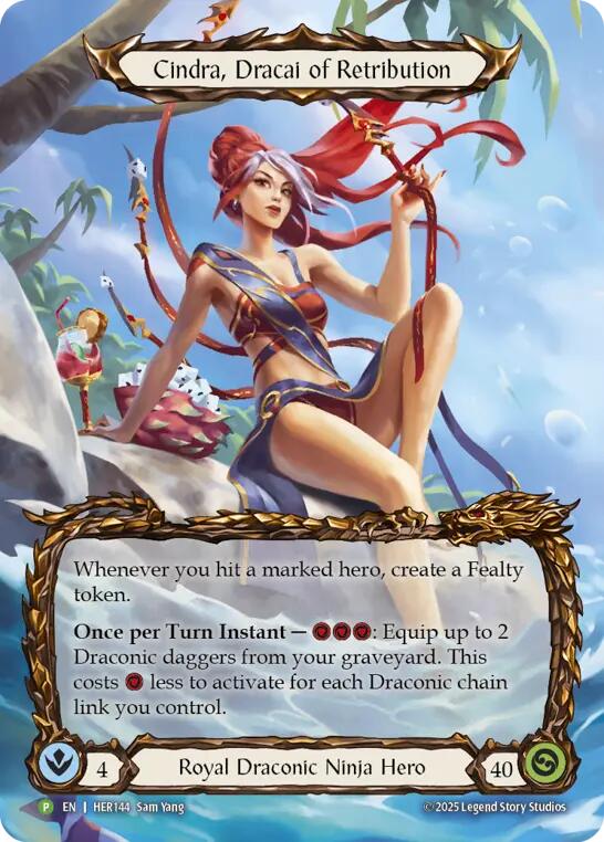 Cindra, Dracai of Retribution [HER144] (Promo)  Rainbow Foil | The CG Realm