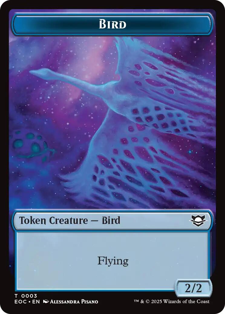 Bird // Golem (0012) Double-Sided Token (EOC-3 // 12) - Commander: Edge of Eternities