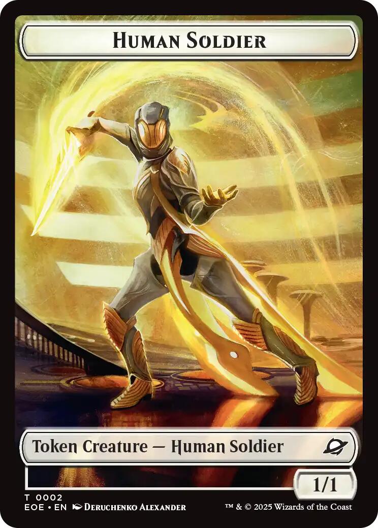 Human Soldier // Lander (0007) Doubled-Sided Token [Edge of Eternities Tokens] | The CG Realm