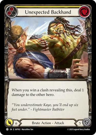 Unexpected Backhand (Yellow) [SUP162] (Super Slam)  Rainbow Foil | The CG Realm