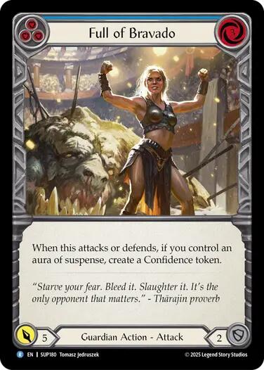 Full of Bravado (Blue) [SUP180] (Super Slam)  Rainbow Foil | The CG Realm