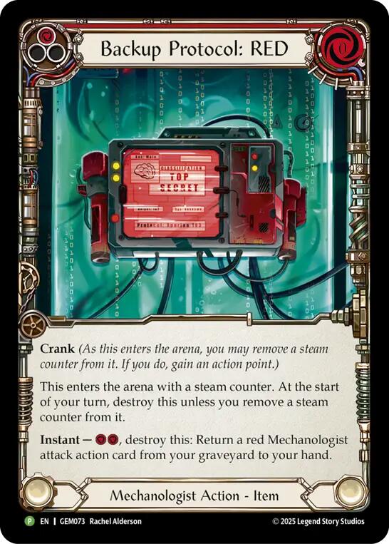 Backup Protocol: RED [GEM073] (GEM Pack 3)  Cold Foil | The CG Realm