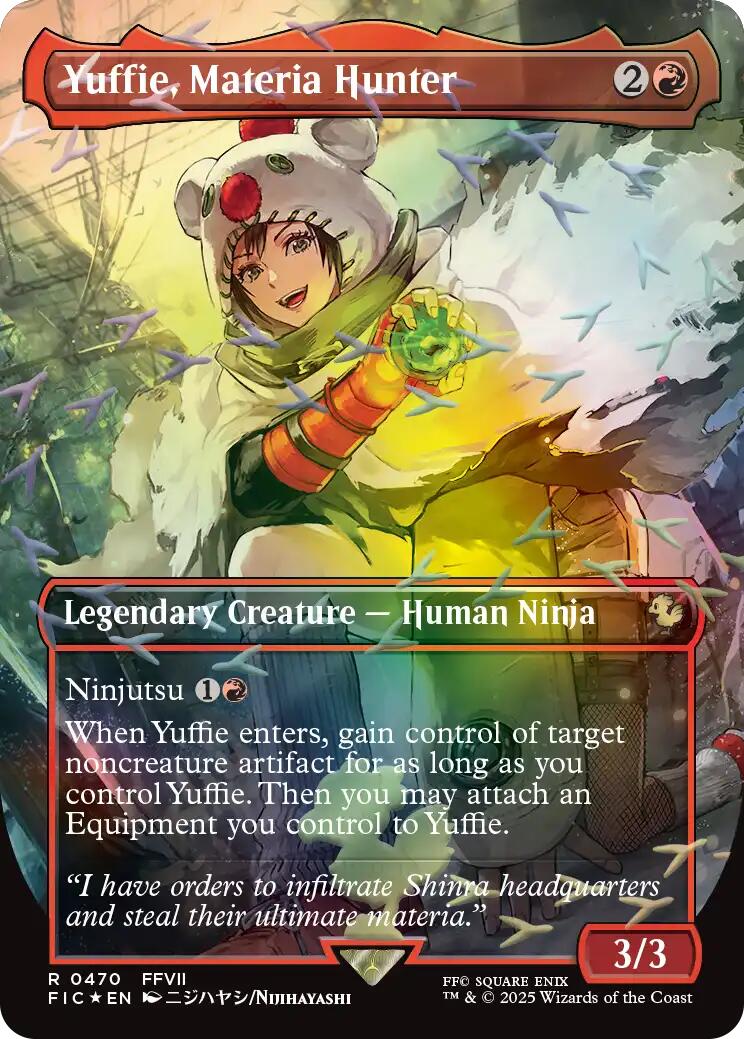 Yuffie, Materia Hunter (Borderless) (Chocobo Track Foil) [FINAL FANTASY Commander] | The CG Realm