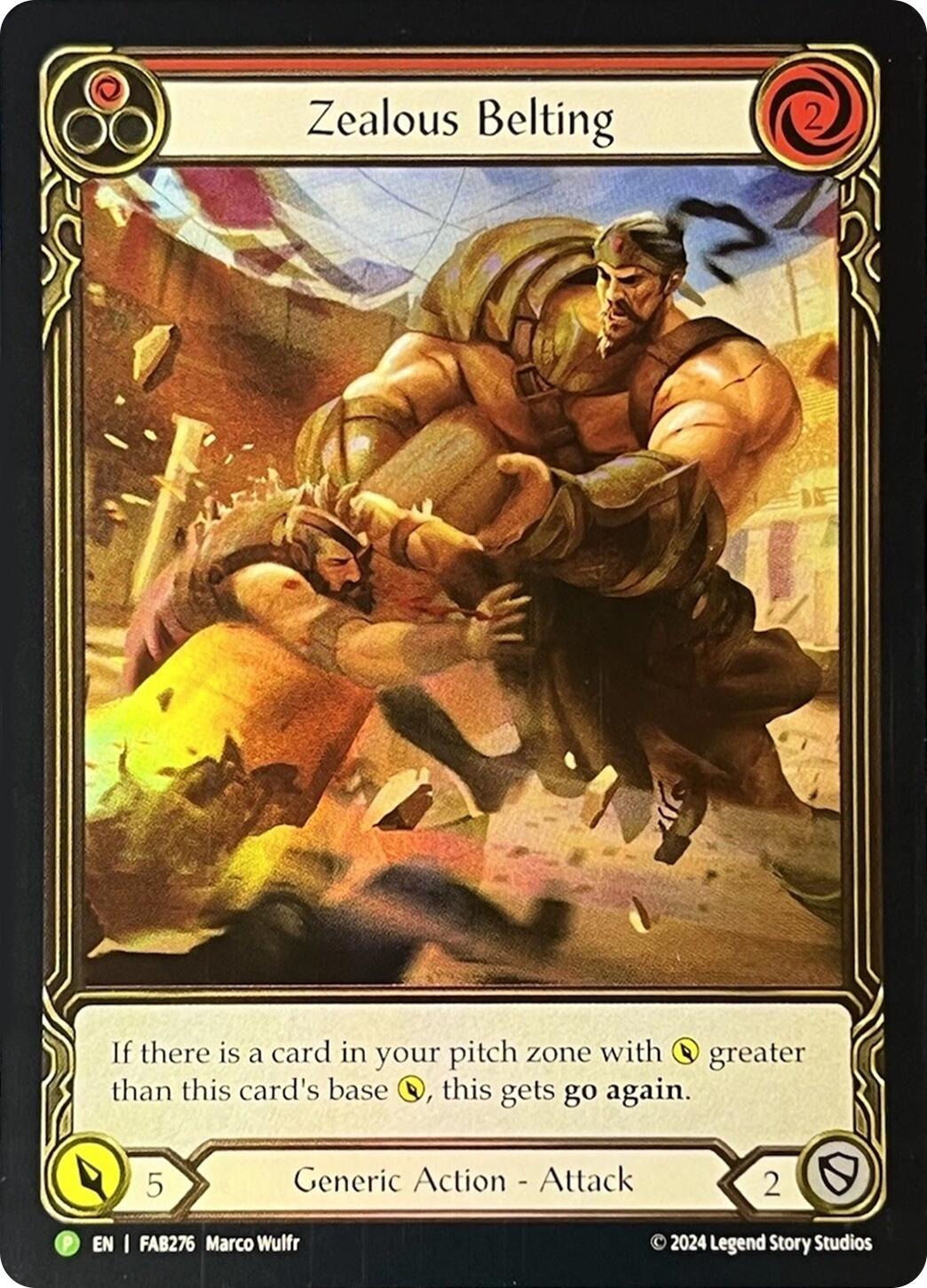 Zealous Belting (Extended Art) [FAB276] (Promo)  Rainbow Foil | The CG Realm