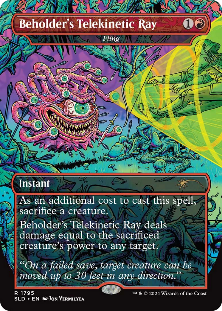Beholder's Telekinetic Ray - Fling (SLD-1795) - Secret Lair Drop / Beholder's Telekinetic Ray (Borderless) Foil