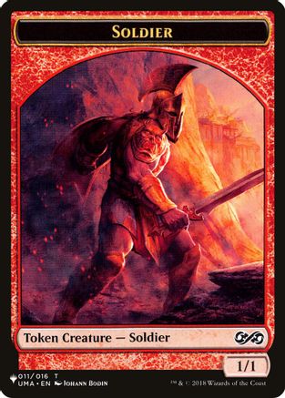 Soldier (UMA) // Dwarf (ELD) Double-sided Token (LIST-11 // 7) - The List Reprints