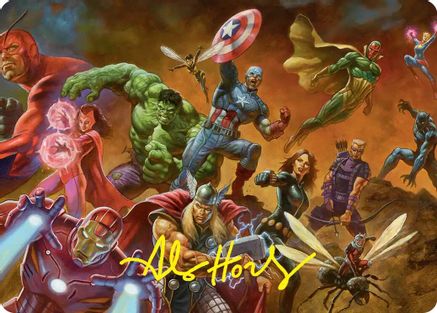 Avengers Assemble! Art Card (Gold-Stamped Signature) (AAMSH-001) - Art Series: Marvel Super Heroes