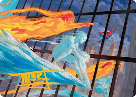Iceman and Firestar Art Card (Gold-Stamped Signature) (AAMSH-045) - Art Series: Marvel Super Heroes
