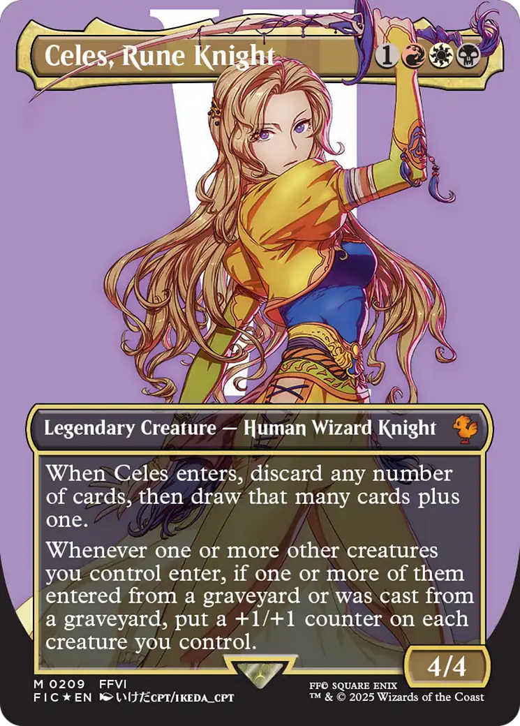 Celes, Rune Knight (Borderless) (Surge Foil) [FINAL FANTASY Commander] | The CG Realm