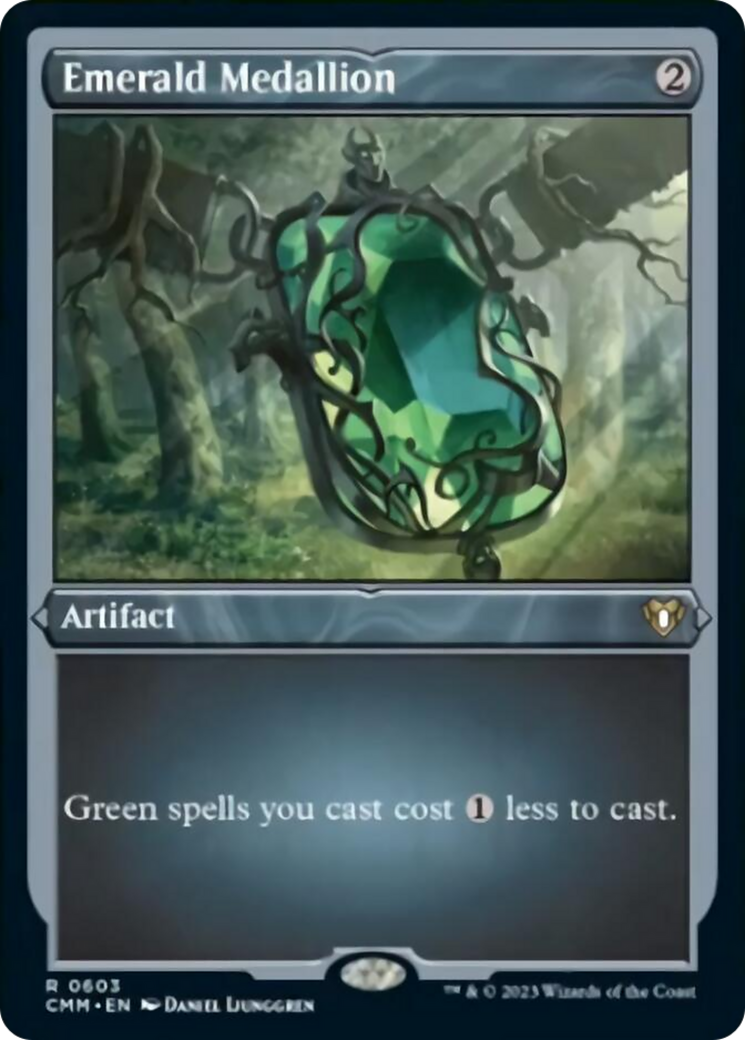 Emerald Medallion (Foil Etched) [Commander Masters] | The CG Realm